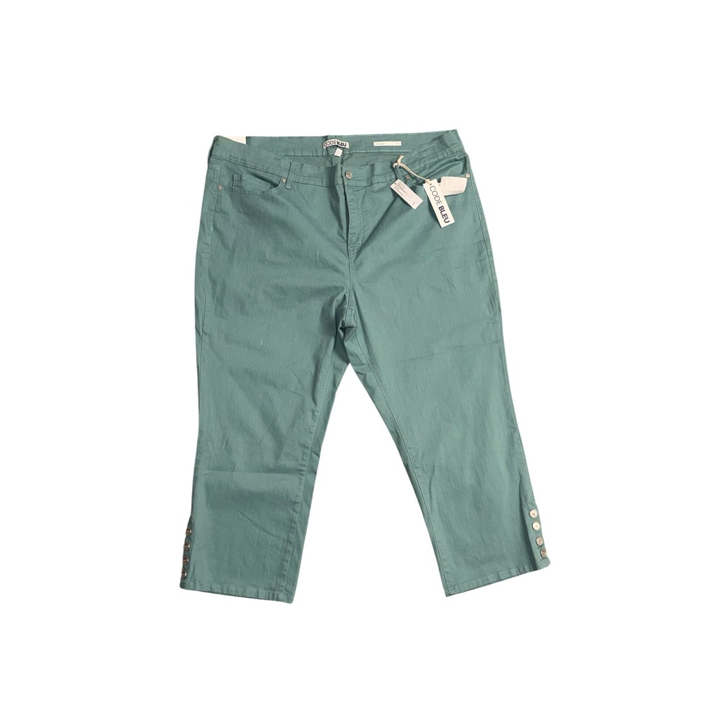 829. Code Bleu Women's Mint Blue Capri Pants Size 22W Stretch Casual Comfort Fit